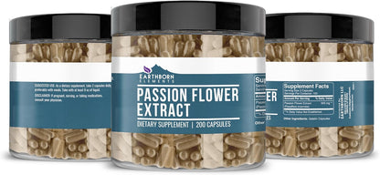 Earthborn Elements Passion Flower Extract 200 Capsules, Pure & Undiluted, No Additives