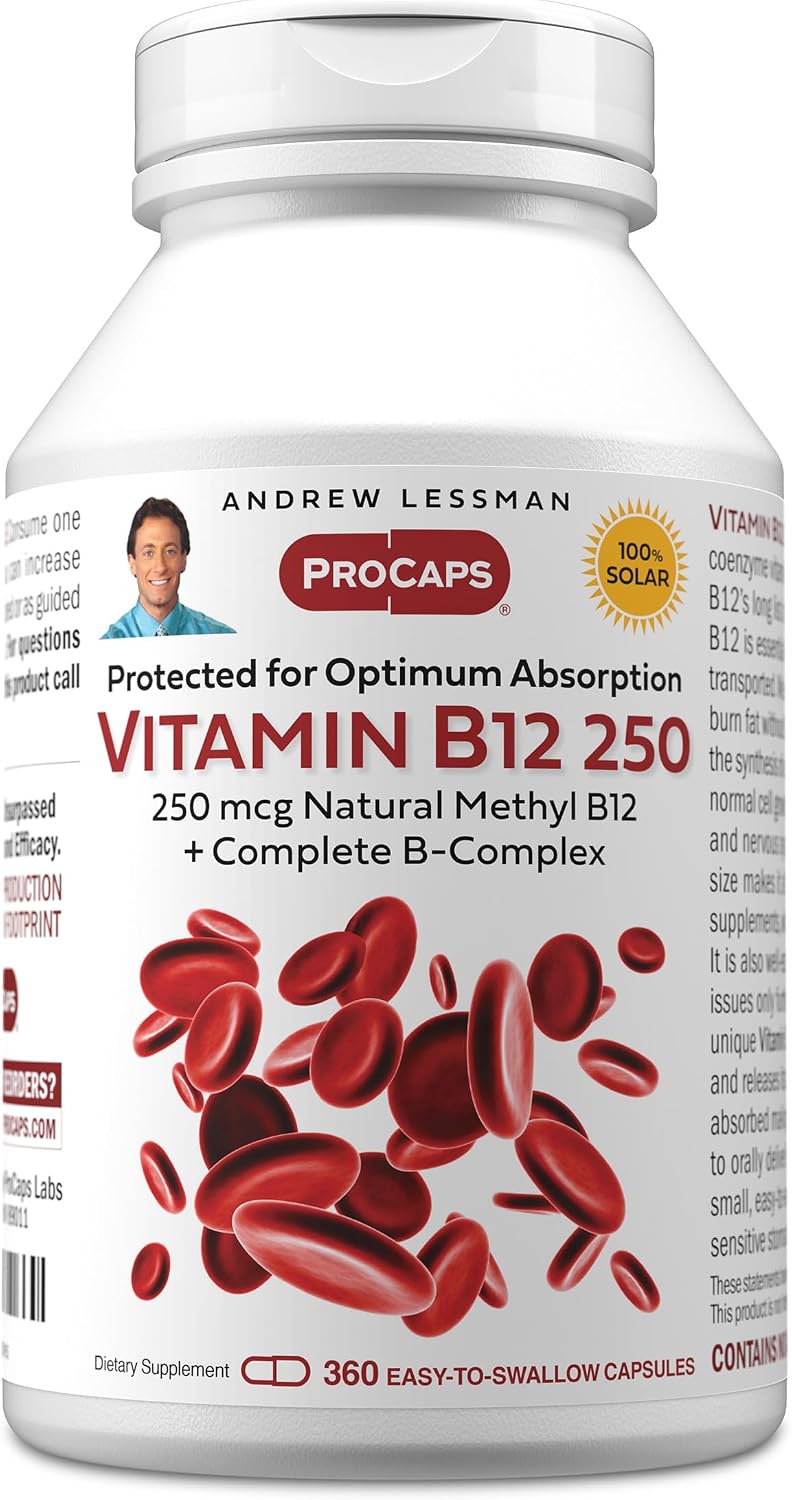 Andrew Lessman Vitamin B12 250 - Absorption-Protected Methylcobalamin, 360 Capsules - görsel 1