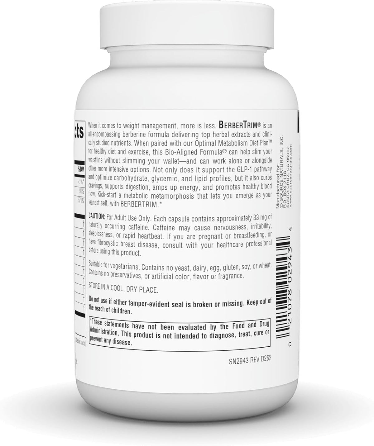 Source Naturals BerberTrim – Berberine Complex for Weight Management*, Vegetarian Capsules (90 Count) - görsel 4