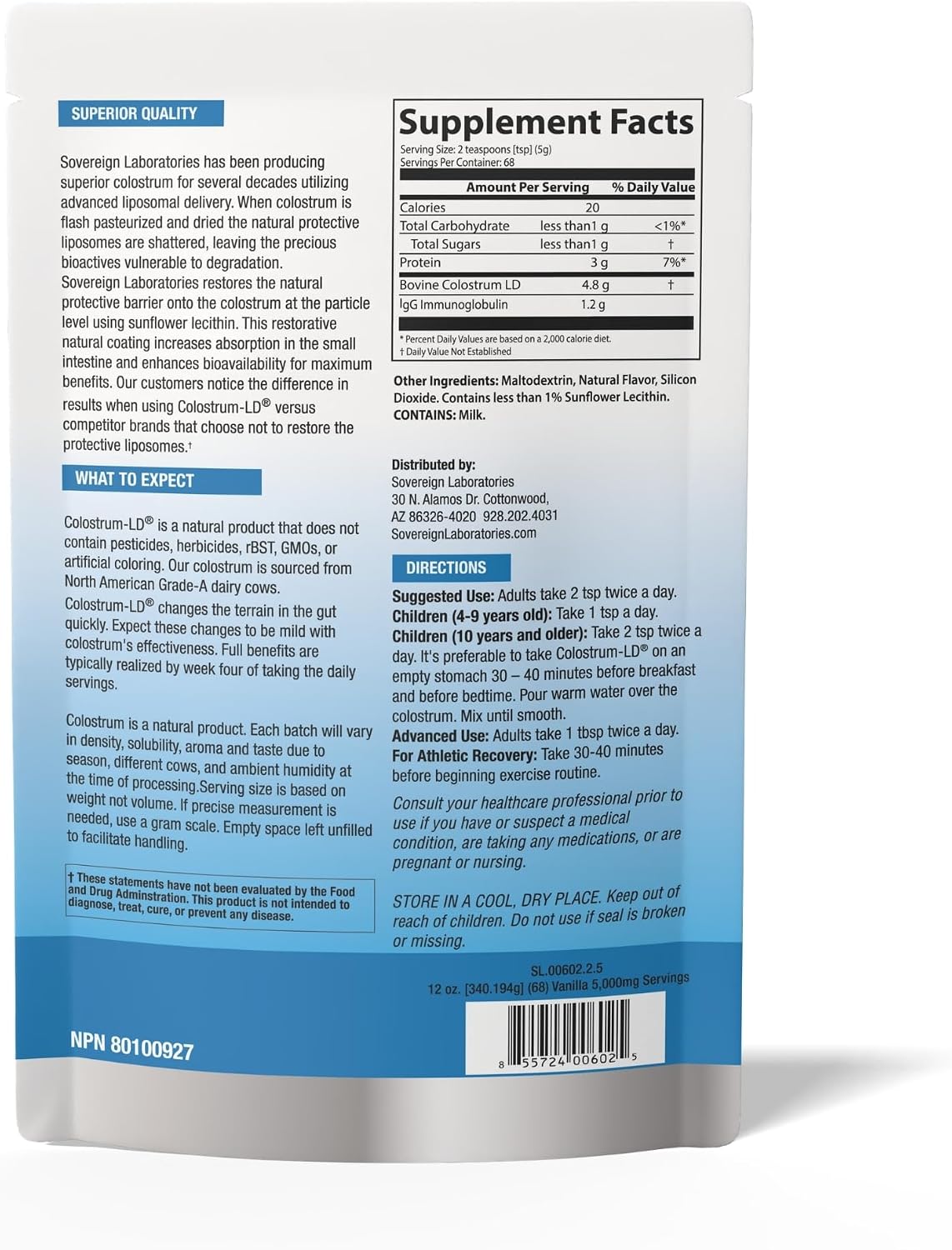 Colostrum-LD Liposomal Colostrum Powder, Vanilla, 340 g (68 Servings) - görsel 2