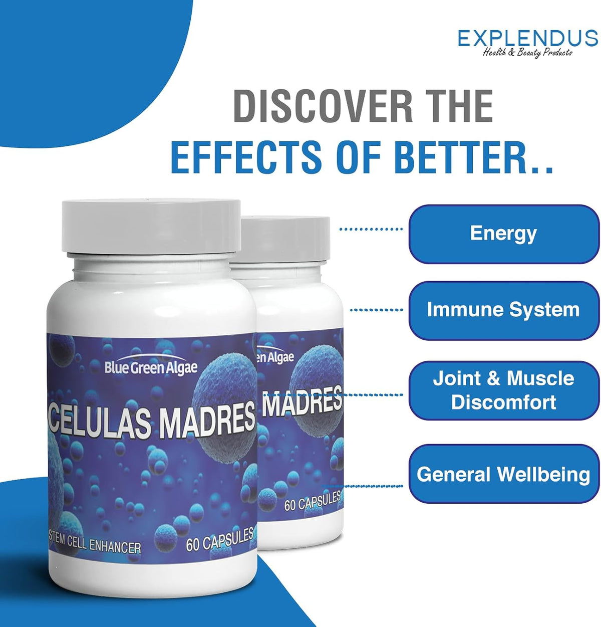 Stem Cell - Celulas Madres Supplement for Anti-Ageing & Longevity, Non-GMO, Gluten-Free, Vegetarian Capsules, 60 Count - görsel 3