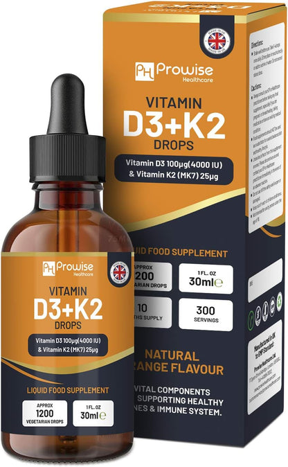 Vitamin D3 4000 IU + K2 MK7 25 mcg Orange Flavour Liquid Drops