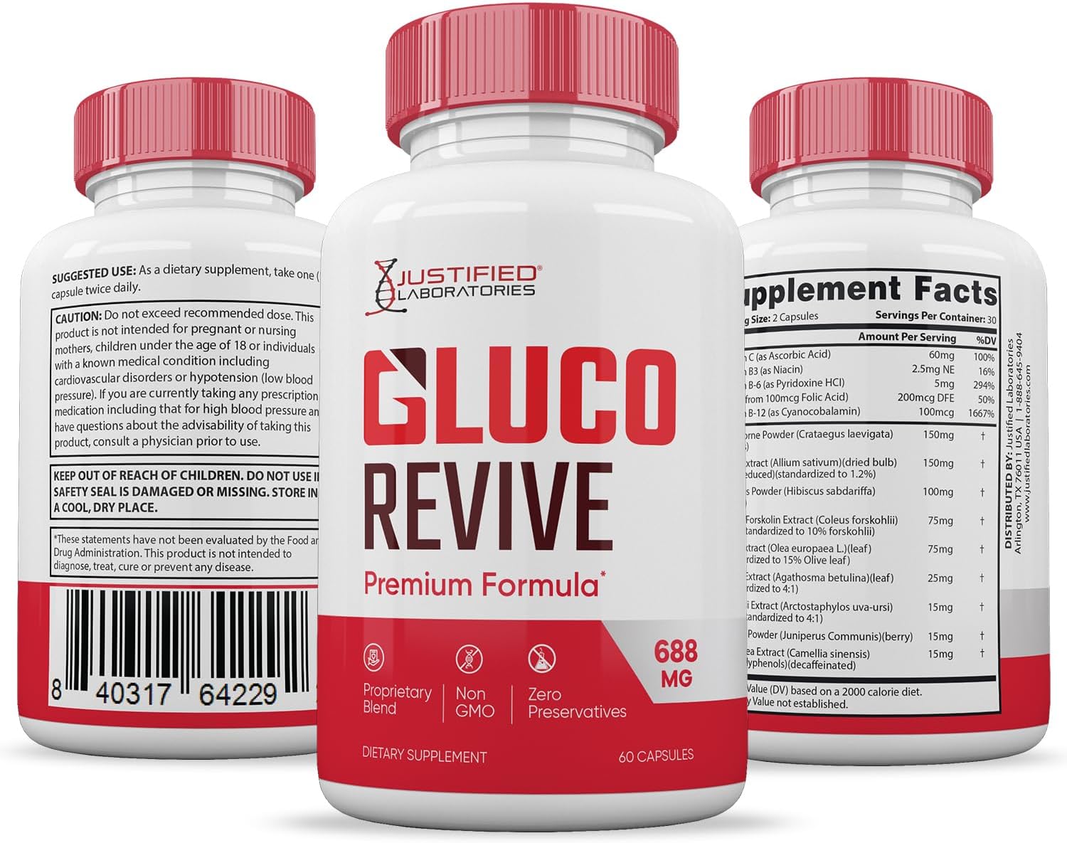 Gluco Revive Capsules 688mg Glyco Support Premium Formula - 60 Capsules - görsel 7