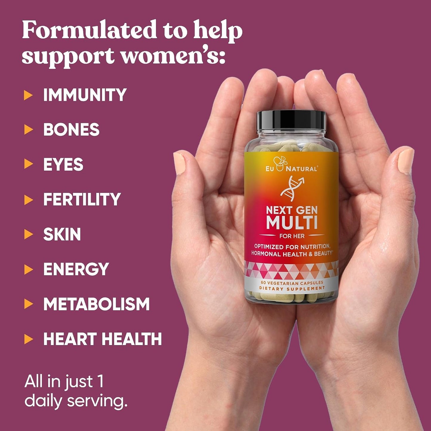Eu Natural Next Gen Multivitamin for Women - 22 Optimised Vitamins - 60 Vegetarian Soft Capsules - görsel 2