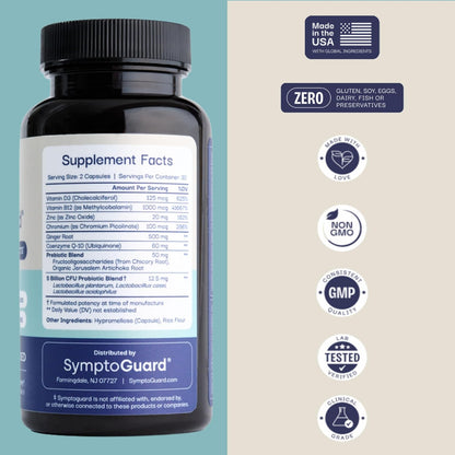 SymptoGuard Natural GLP-1 Supplement Support – 60 Capsules