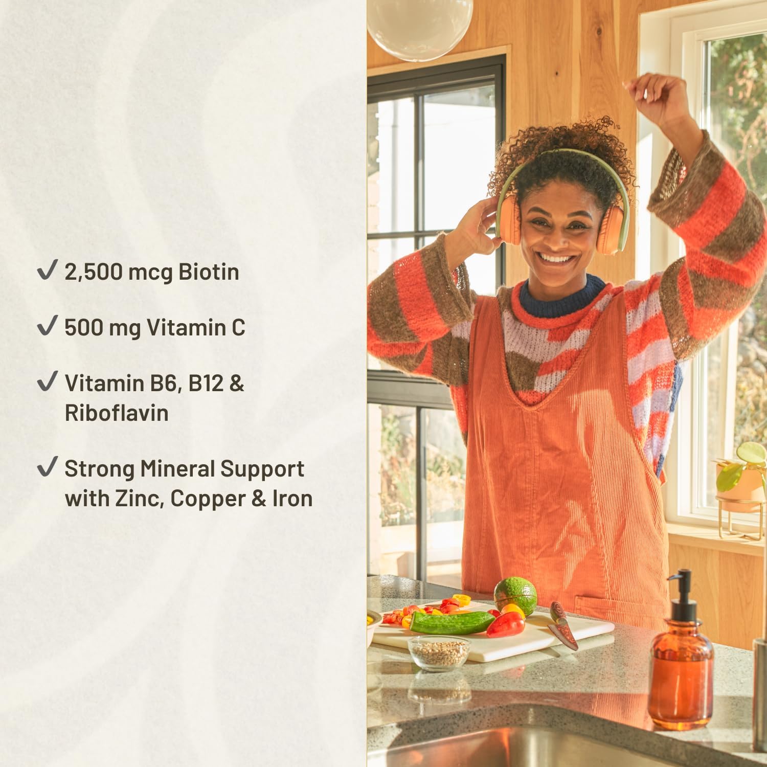 KAL Hair Force Supplement – High Potency Biotin for Hair, Skin & Nails, 60 Veg Caps - görsel 4
