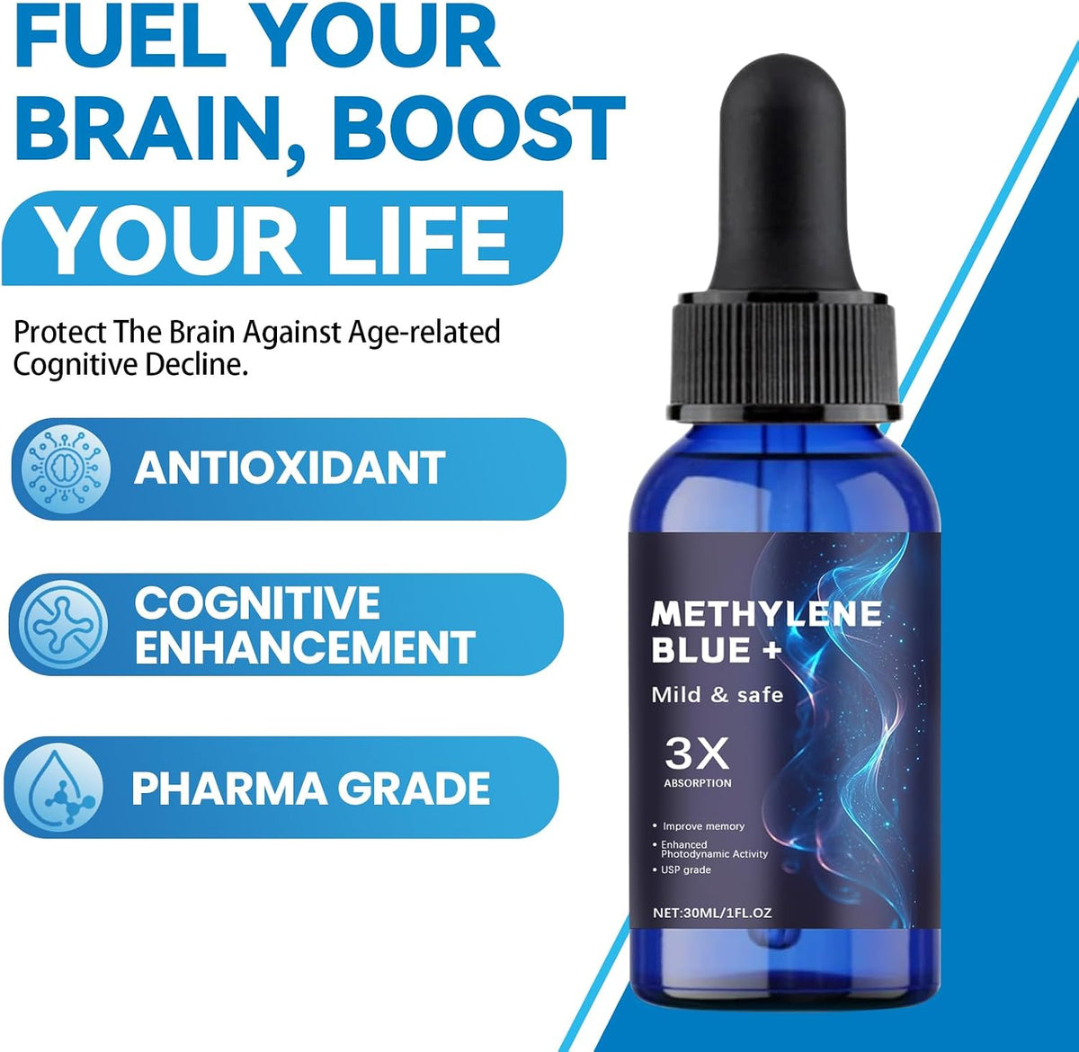 Methylene Blue Pharmaceutical Grade - USP Grade Food Supplement for Brain Health - görsel 2