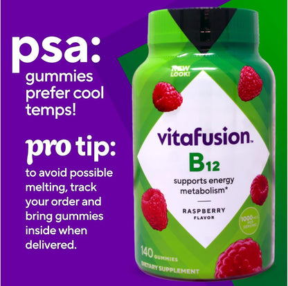 Vitamin B12 Gummy Supplement, High Potency Energy Support 1000 mcg, 140 Gummies (1 Pack)