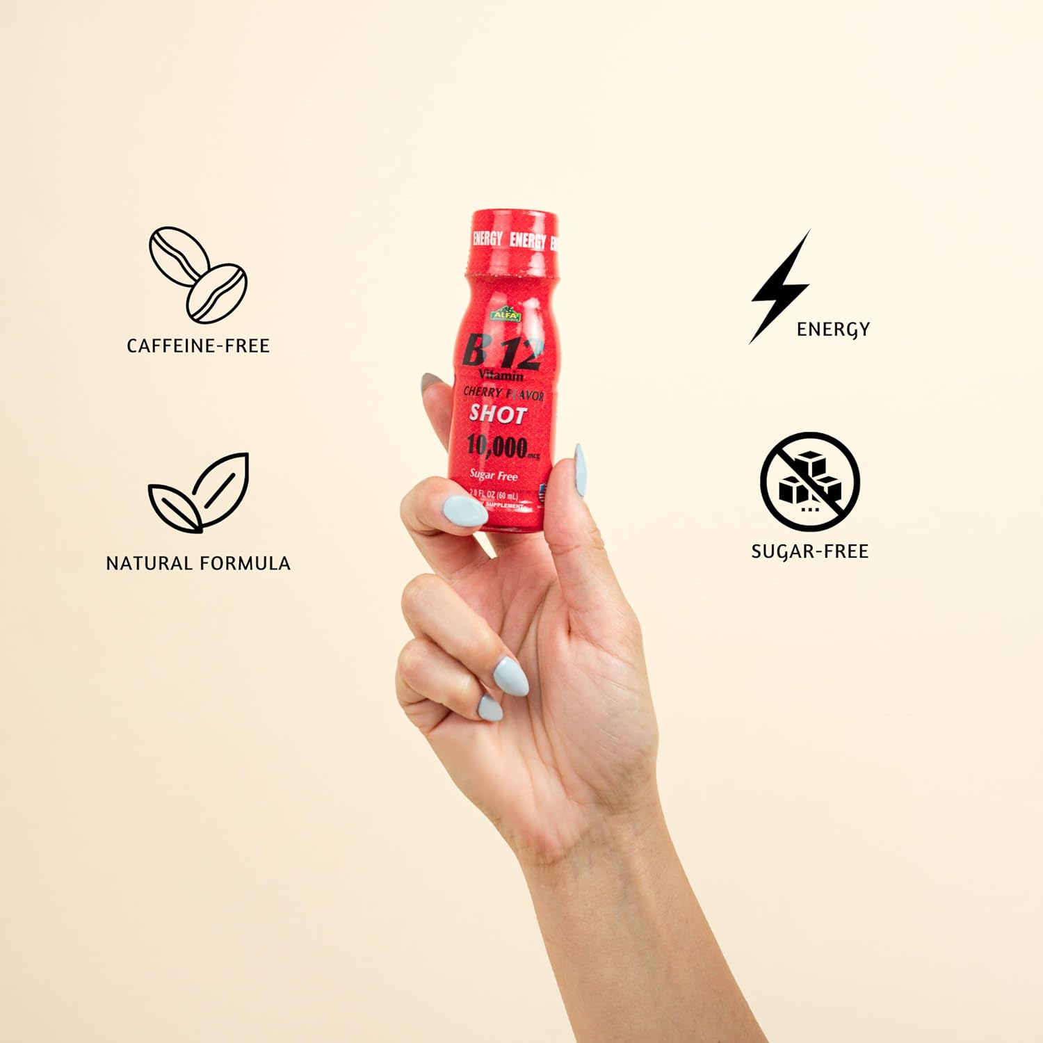 ALFA VITAMINS Vitamin B12 Energy Shot - 5,000 mcg Methylcobalamin, Sugar-Free, Caffeine-Free - 20 Pack - görsel 6