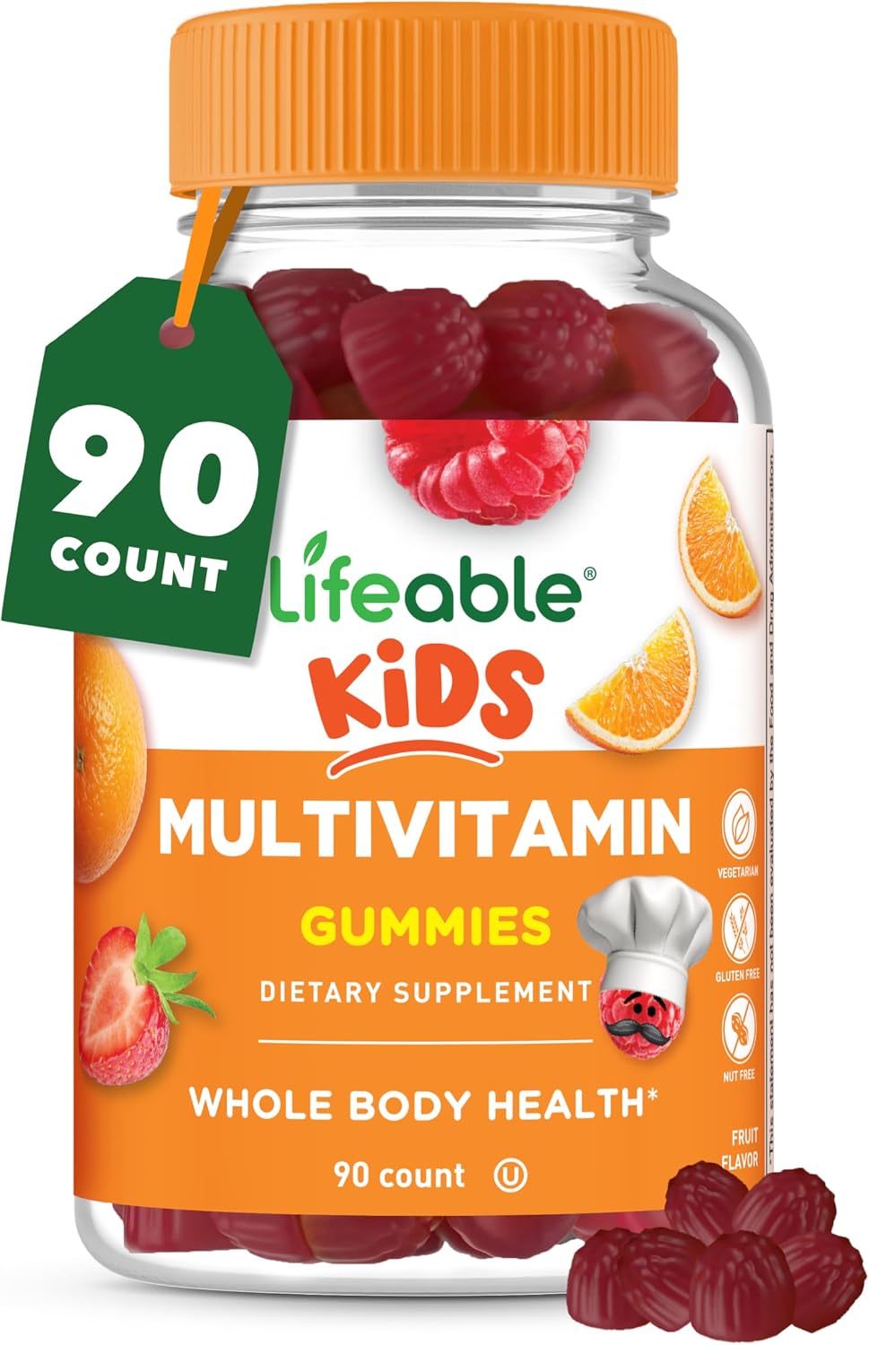 Lifeable Kids Multivitamin Gummies – Delicious Mixed Fruit Flavoured with Vitamins A, C, D, E, B6, B12, Zinc, Biotin, Folic Acid, Iodine, Niacin – 90 Gummies - görsel 1