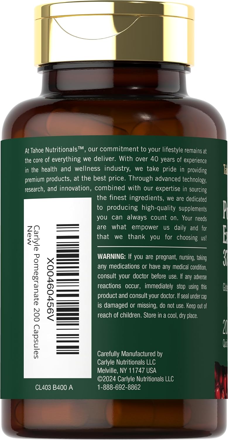 Pomegranate Extract | 200 Capsules | Non-GMO, Gluten-free Food Supplement - görsel 3