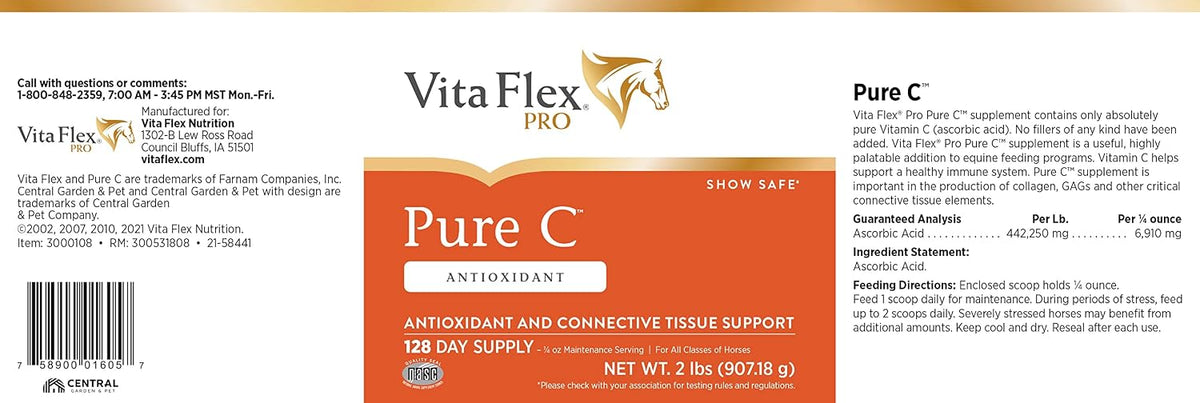 Vita Flex Pro Pure C Antioxidant – Premium Horse Vitamin C Supplement, 2 lb - görsel 3
