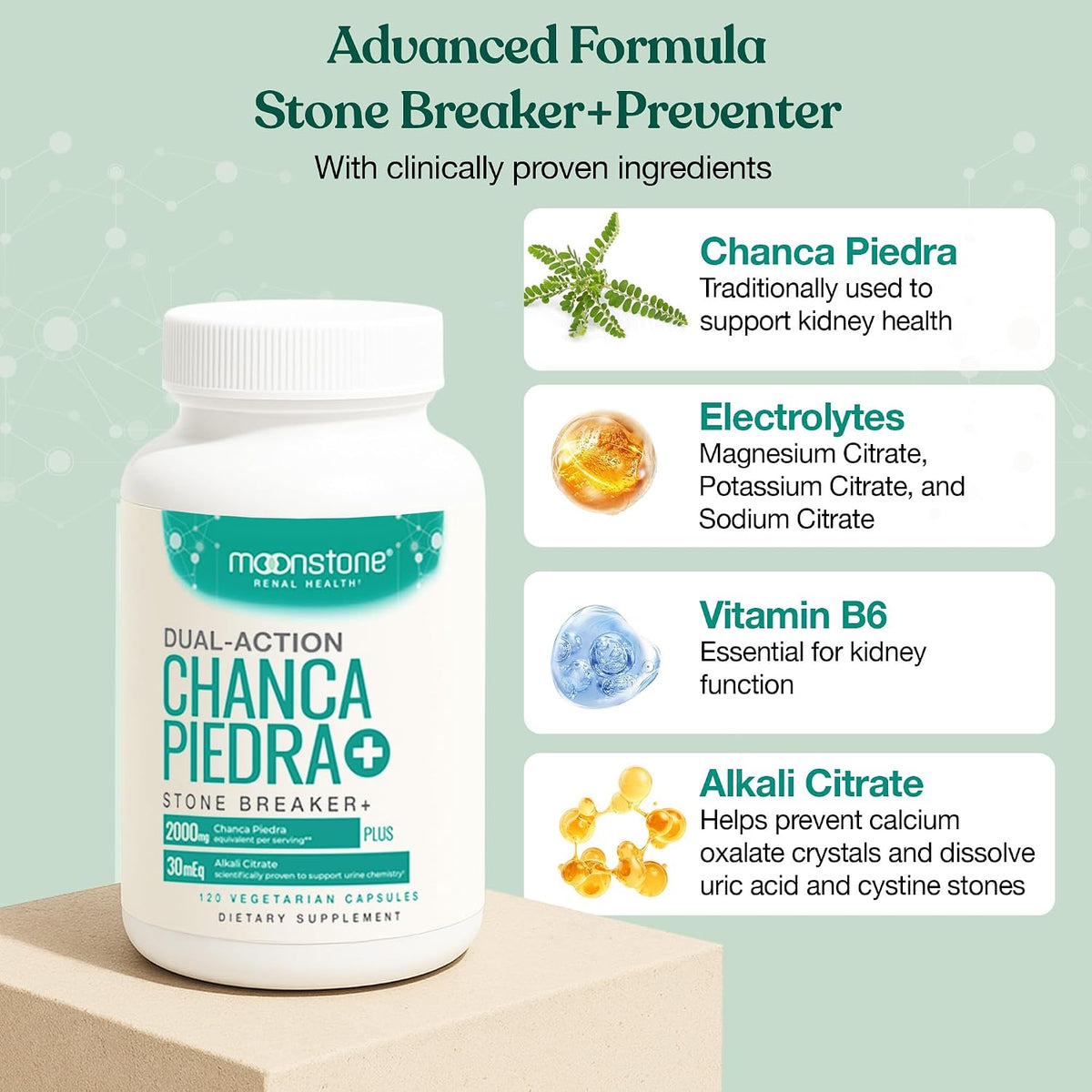 Chanca Piedra Stone Breaker, Advanced Formula Natural Dissolver, Kidney Cleanse Supplement, Urinary Tract Detox, Flush Impurities, Clear System, Sugar Free, 30 Day Supply (120 Vegan Capsules) - görsel 5