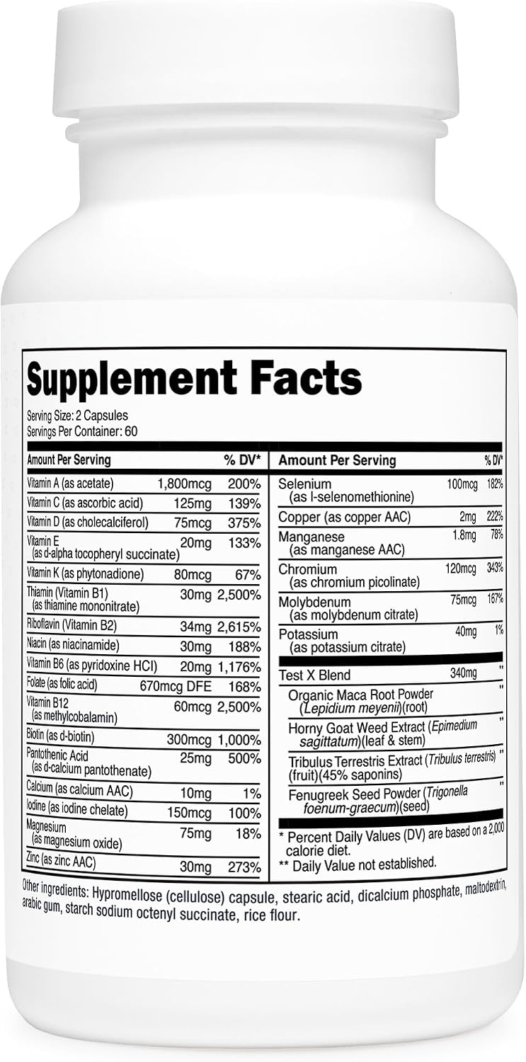 Type Zero Multivitamin for Men - 1200 mg, 120 Capsules (60 Servings) - Gluten-free - görsel 5