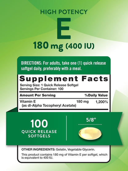 Nature's Truth Vitamin E Softgels | 400 IU 180mg | 100 Count | Non-GMO & Gluten-free Food Supplement