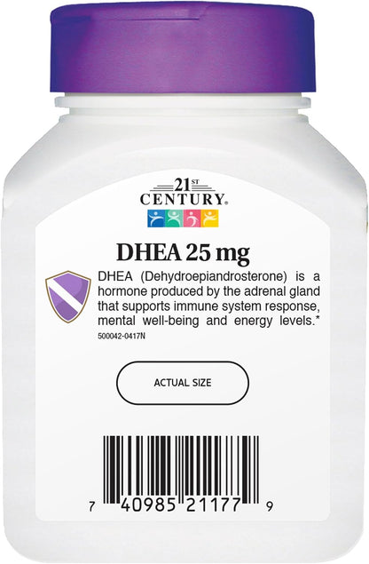 21st Century DHEA 25 mg Capsules, 180 Capsules (Pack of 2)