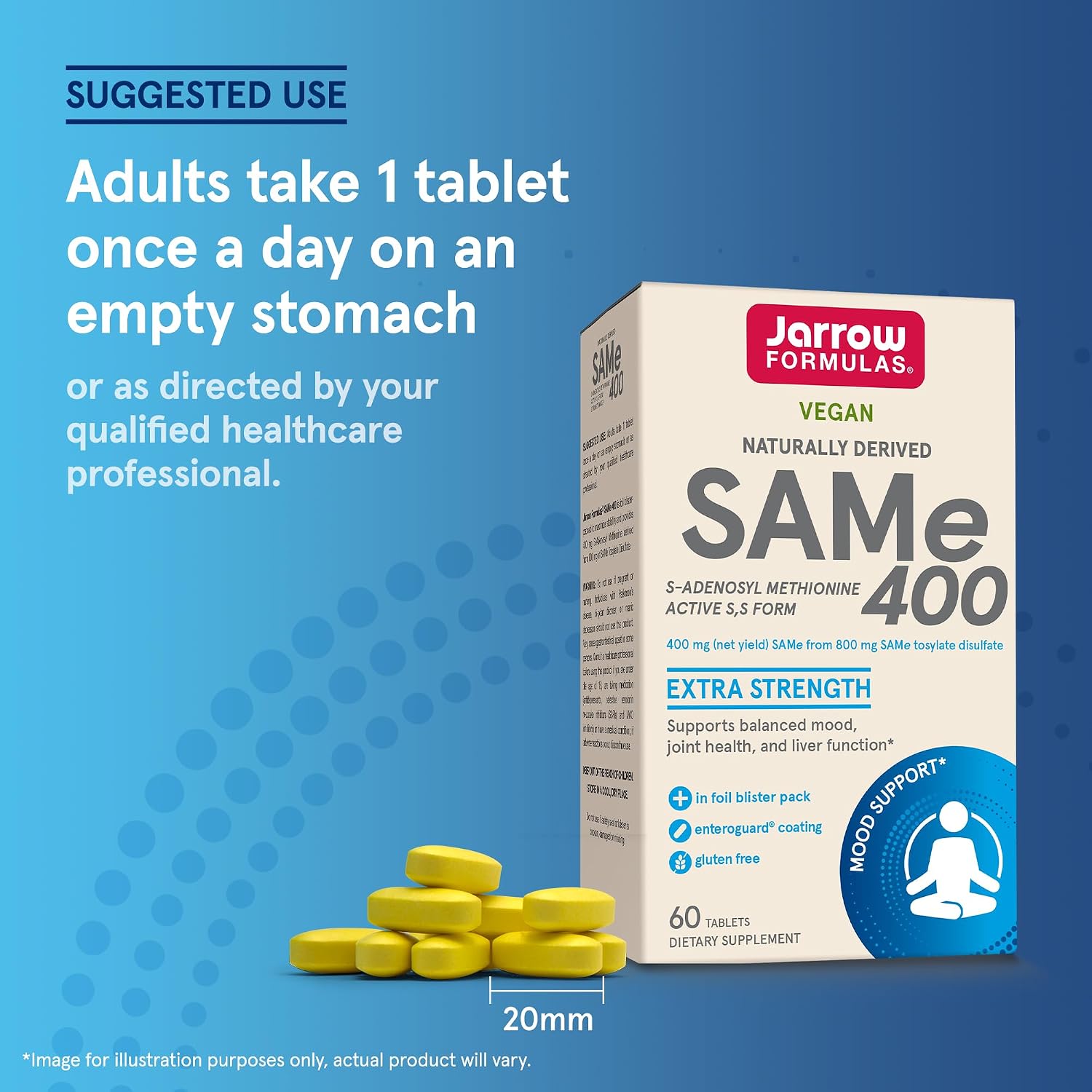 Jarrow Formulae SAMe Supplement 400 mg - 60 Tablets - High Concentration of Active S,S Form - görsel 7