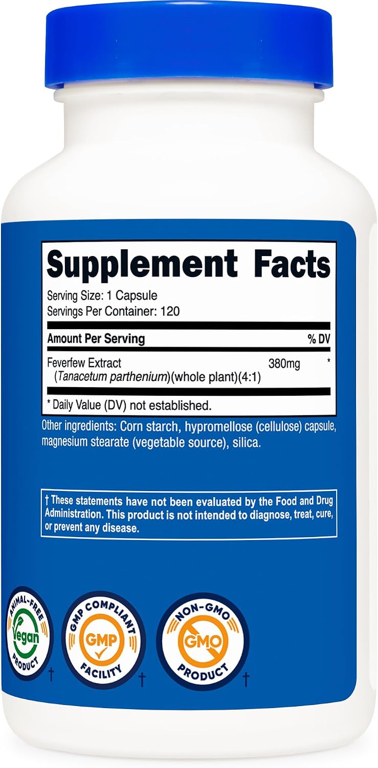 Nutricost Feverfew Capsules 380mg, 120 Vegetarian Capsules - görsel 5