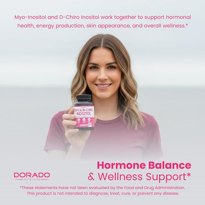 Myo-Inositol & D-Chiro-Inositol Supplement for Women – 40:1 Ratio, 2050mg, 120 Capsules