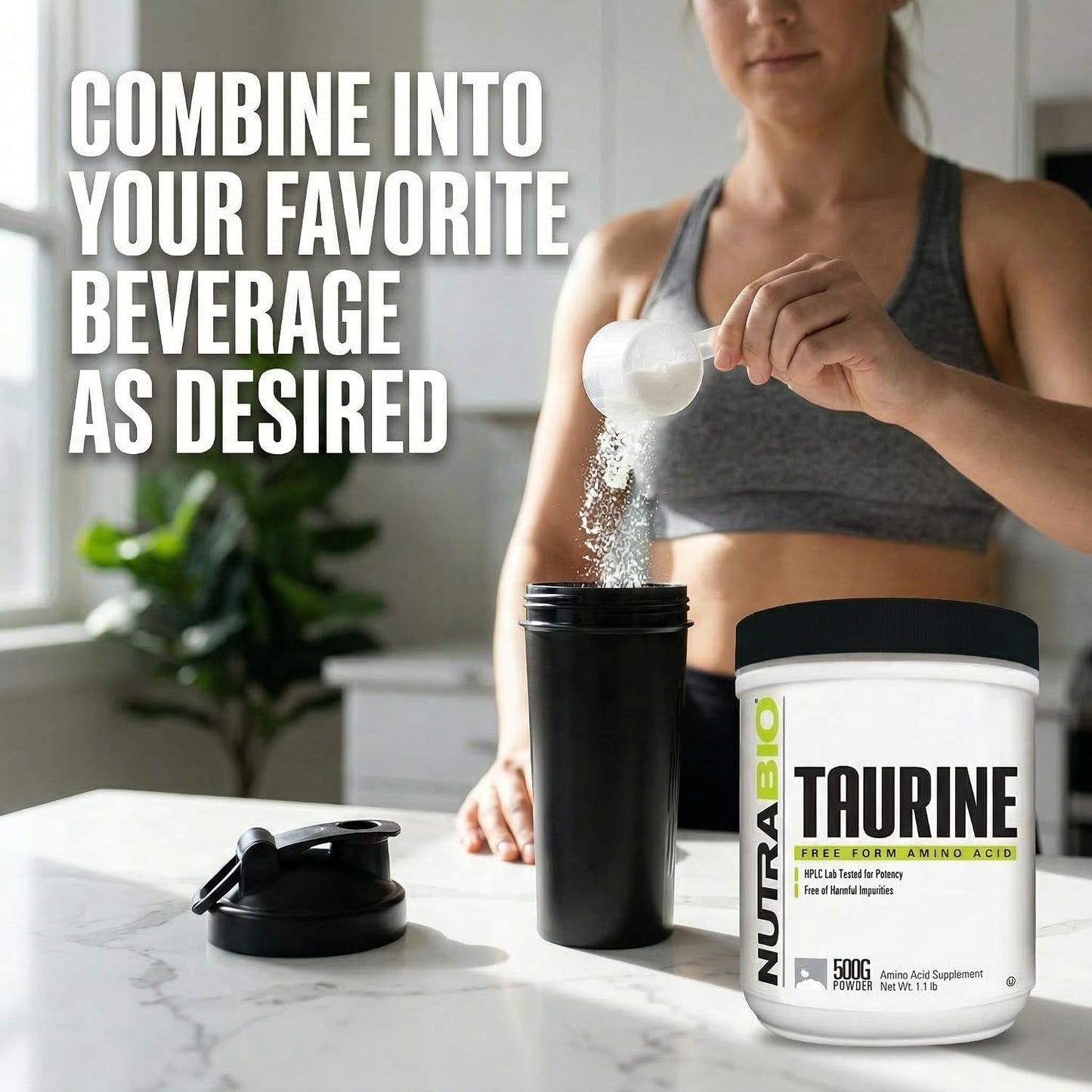 NutraBio Taurine Powder 500g | Pure Free-Form L-Taurine Amino Acid Supplement | Supports Cellular Health, Energy, and Wellness | Non-GMO, USP Grade - görsel 8