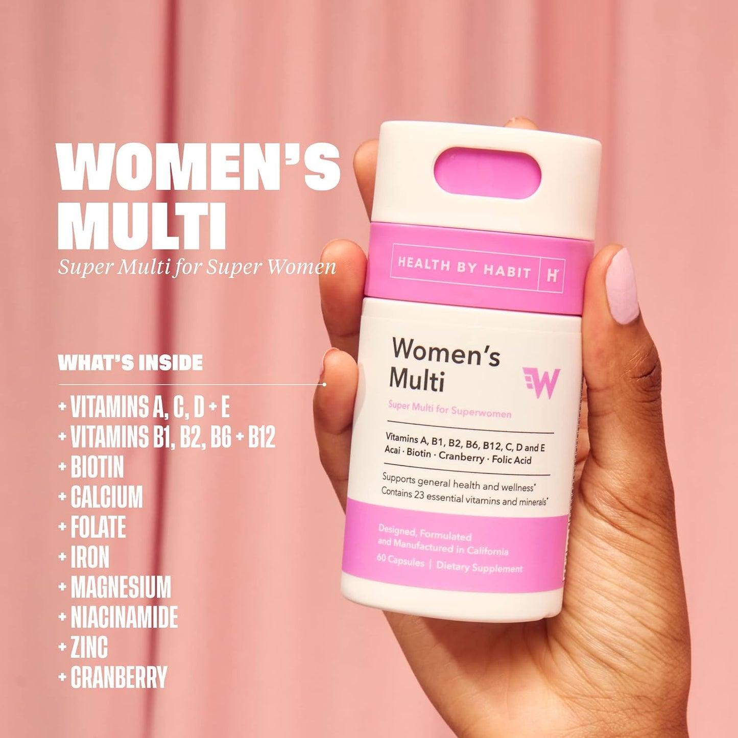 Health by Habit Women's Multivitamin - 23 Essential Vitamins and Minerals, 120 Capsules (2 Pack) - görsel 3