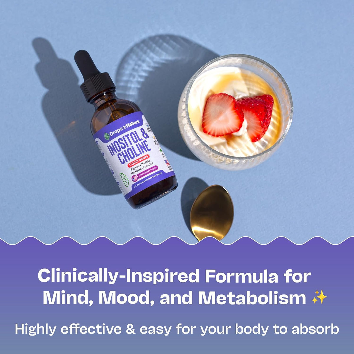 Inositol & Choline Liquid Drops – Vegan, Non-GMO, Easy to Take – Enhanced Absorption Inositol Supplement – Pregnancy Support – Supports Cellular Health & Overall Wellness (Mixed Berry, 60 ml) - görsel 6