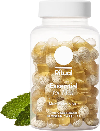 Ritual Men’s 50+ Daily Multivitamin - Essential Vitamins for Heart, Energy, Brain, Muscle, Bone Health - Vegan, Mint, 60 Capsules