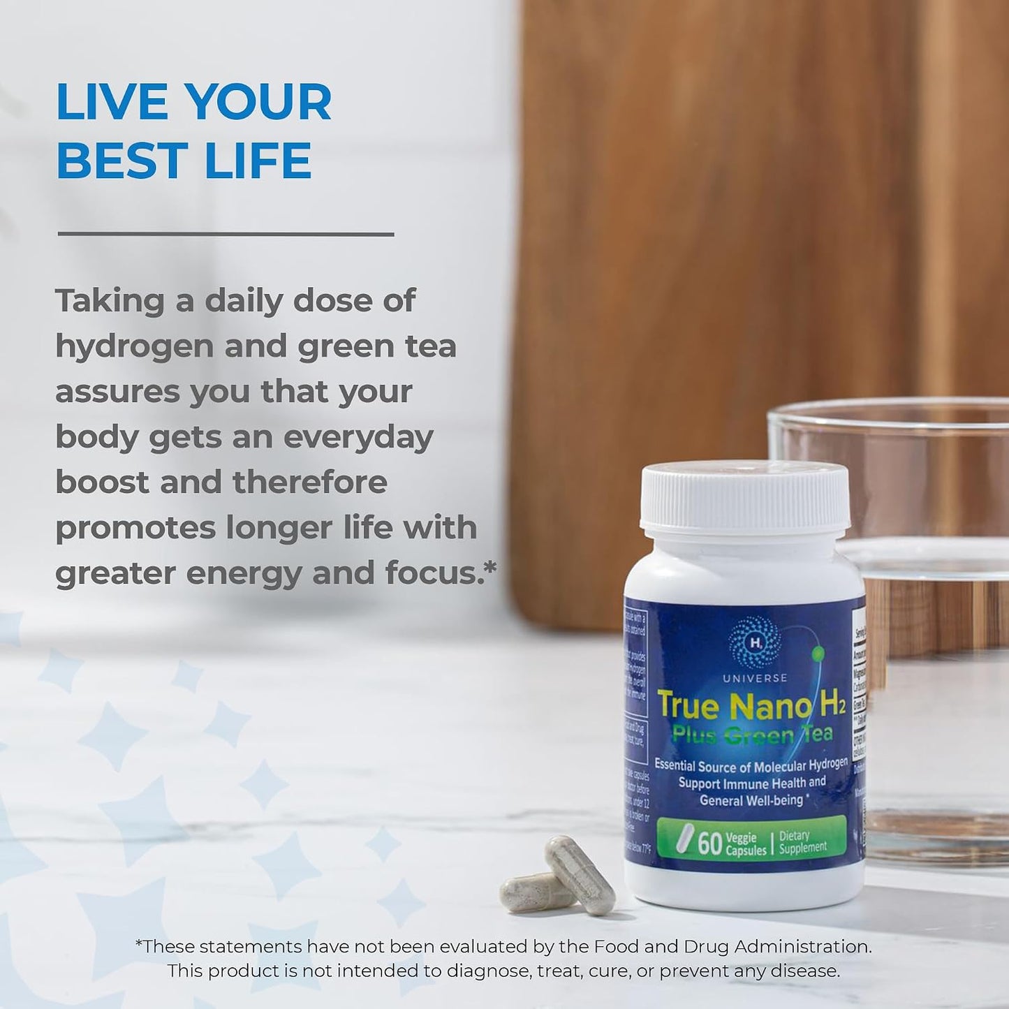 True Nano H2 with Green Tea - Molecular Hydrogen Capsules, Energy and Antioxidant Support, 60 Capsules - görsel 8