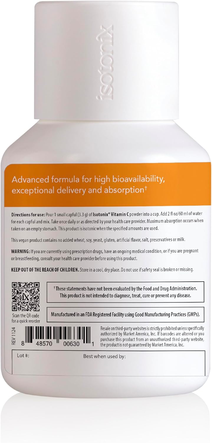 Isotonix Vitamin C Powder – 500 mg Buffered Vitamin C with Beta Carotene and Potassium, Isotonic, Vegan, Gluten-free, 90 Servings - görsel 8