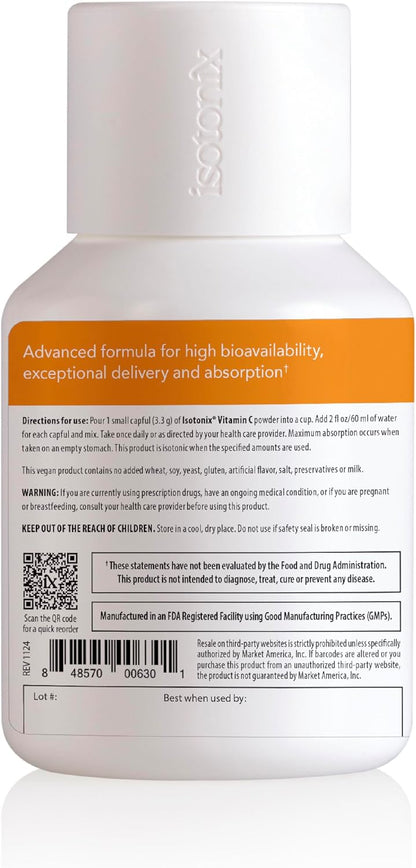 Isotonix Vitamin C Powder – 500 mg Buffered Vitamin C with Beta Carotene and Potassium, Isotonic, Vegan, Gluten-free, 90 Servings
