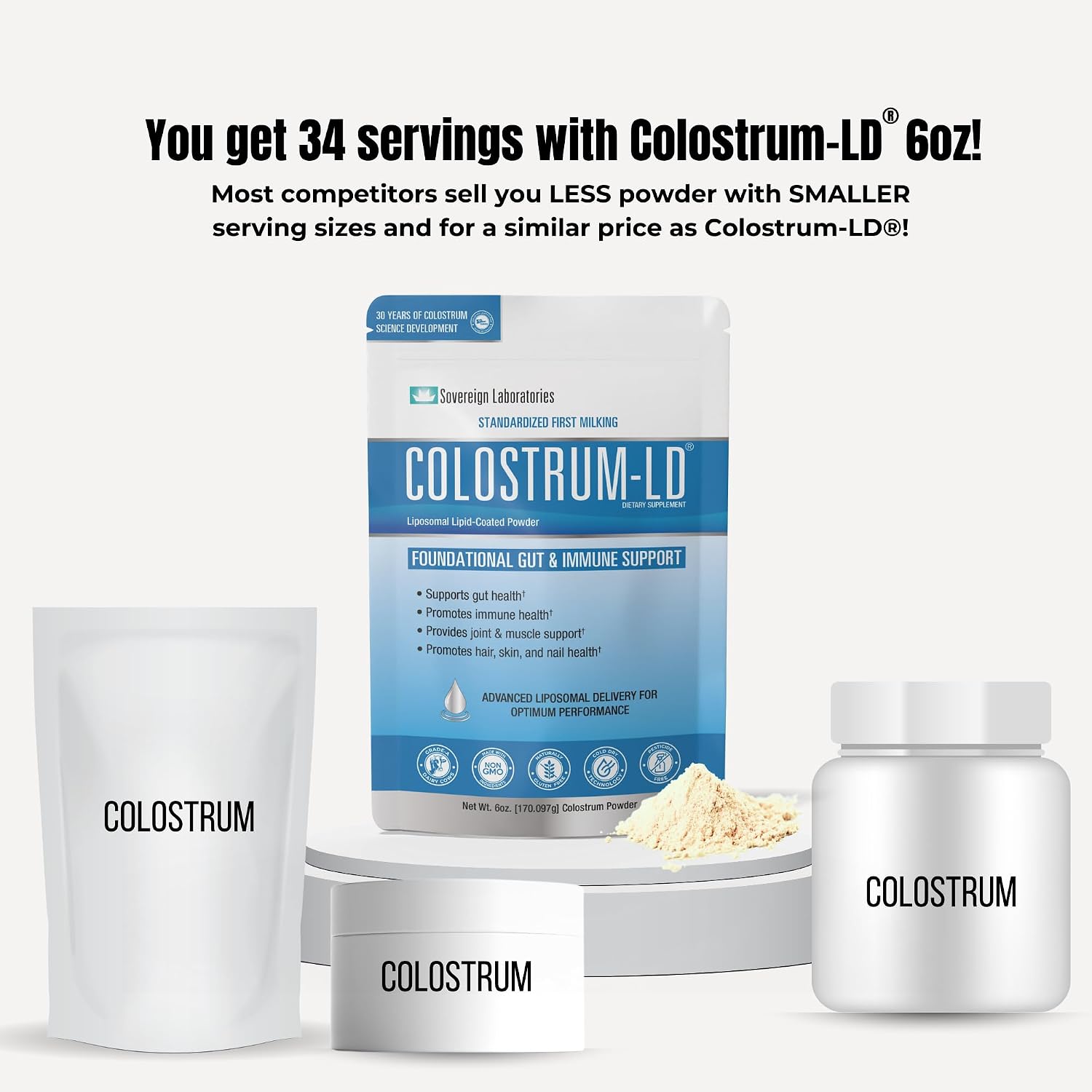 Sovereign Laboratories Colostrum-LD Powder | Unflavoured | Liposomal Delivery | 6 oz (34 Servings) - görsel 7