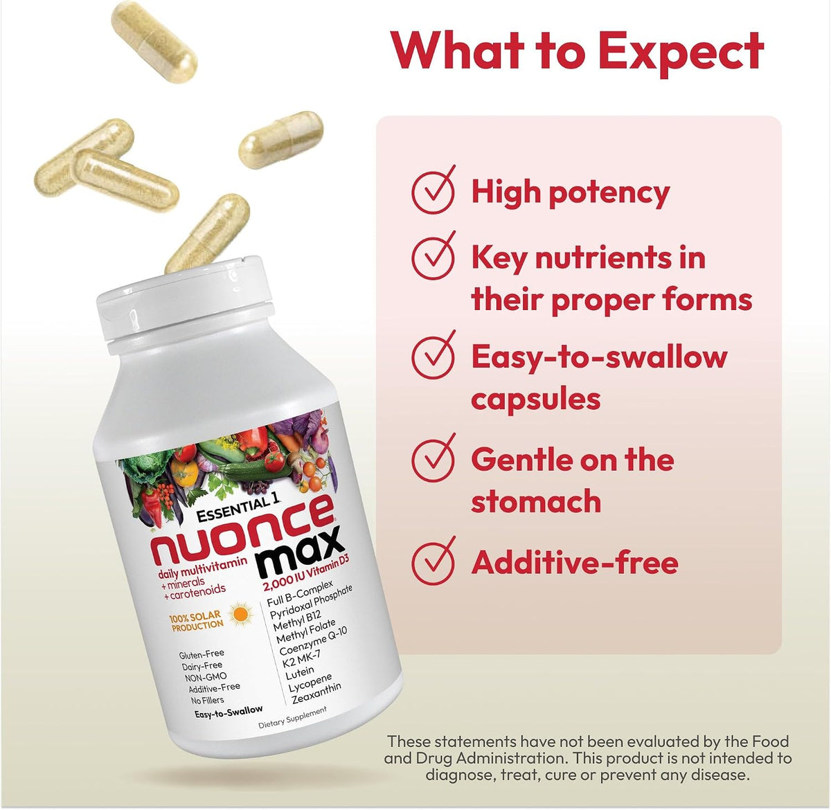 ANDREW LESSMAN Essential-1 nuonce max Multivitamin - 360 Small Capsules - High Potency, No Additives, Once Daily - görsel 5