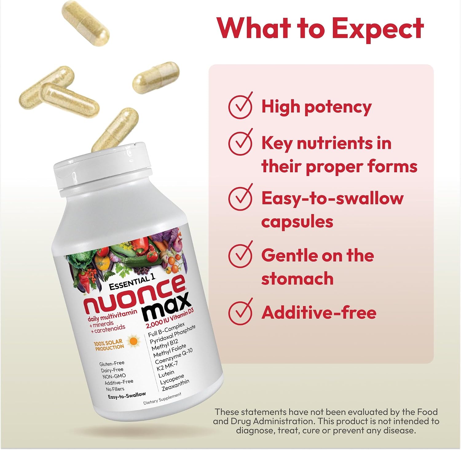 ANDREW LESSMAN Essential-1 nuonce max Multivitamin - 360 Small Capsules - High Potency, No Additives, Once Daily - görsel 5
