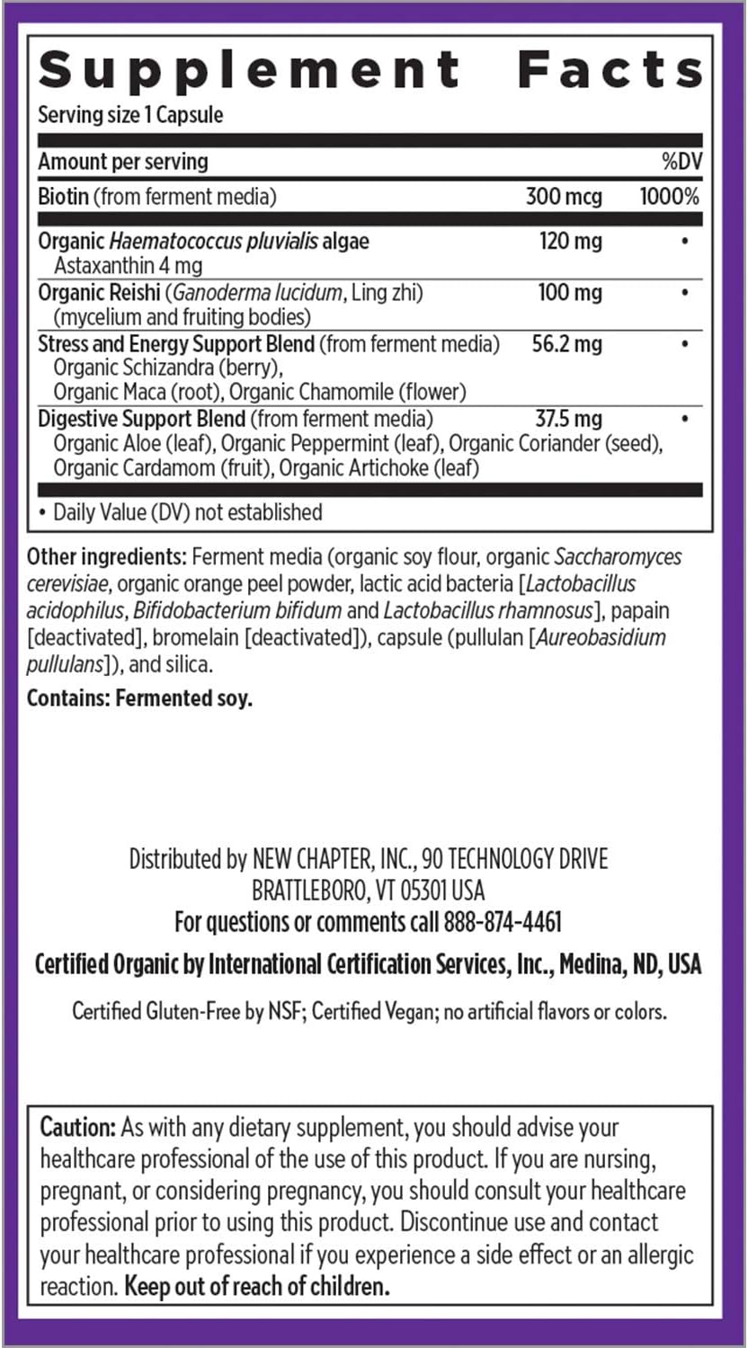 New Chapter Hair, Skin and Nails Vitamins with Fermented Biotin + Astaxanthin, 30 Capsules - görsel 3