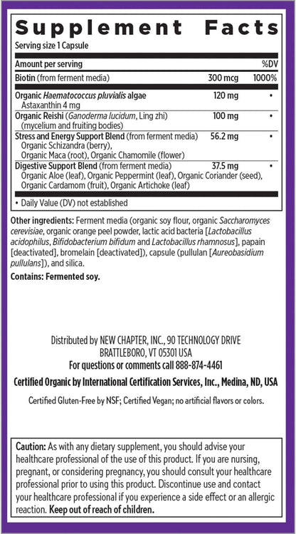 New Chapter Hair, Skin and Nails Vitamins with Fermented Biotin + Astaxanthin, 30 Capsules