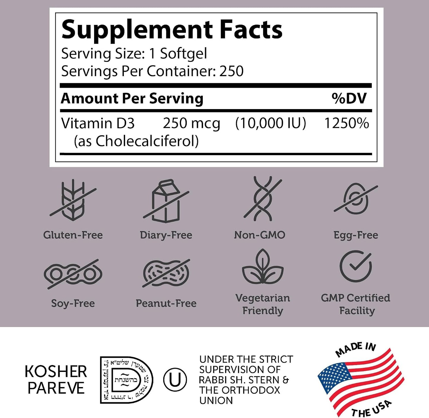 Zahler - Advanced Vitamin D3 10,000 IU Softgels (250) – Vitamin D for Immune, Bone, Teeth and Muscle Support - görsel 2