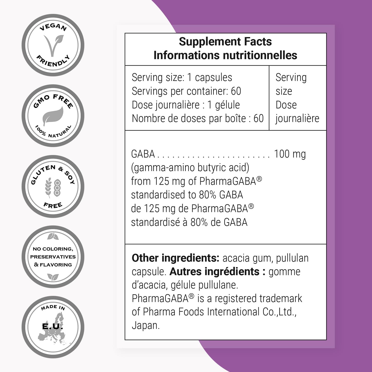 Supersmart Pharma GABA 125mg – Patented Natural GABA Food Supplement – 60 Capsules - görsel 4