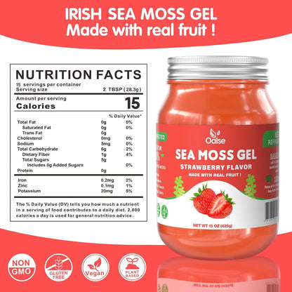 OALSE Wildcrafted Irish Sea Moss Gel - Strawberry, 425g