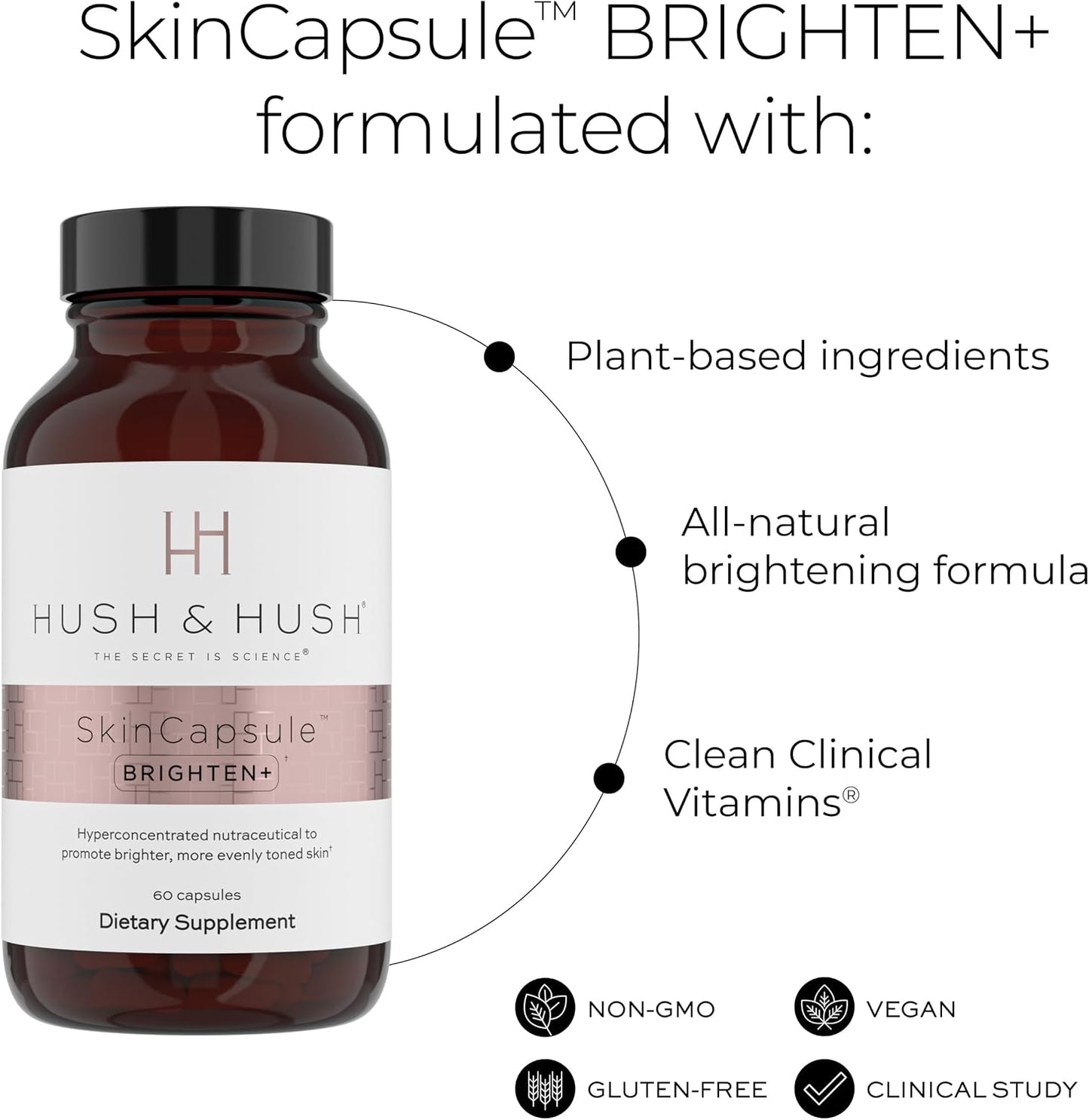 Hush & Hush Brighten+ Vitamin C Supplement for Even Skin Tone, 60 Capsules - görsel 3