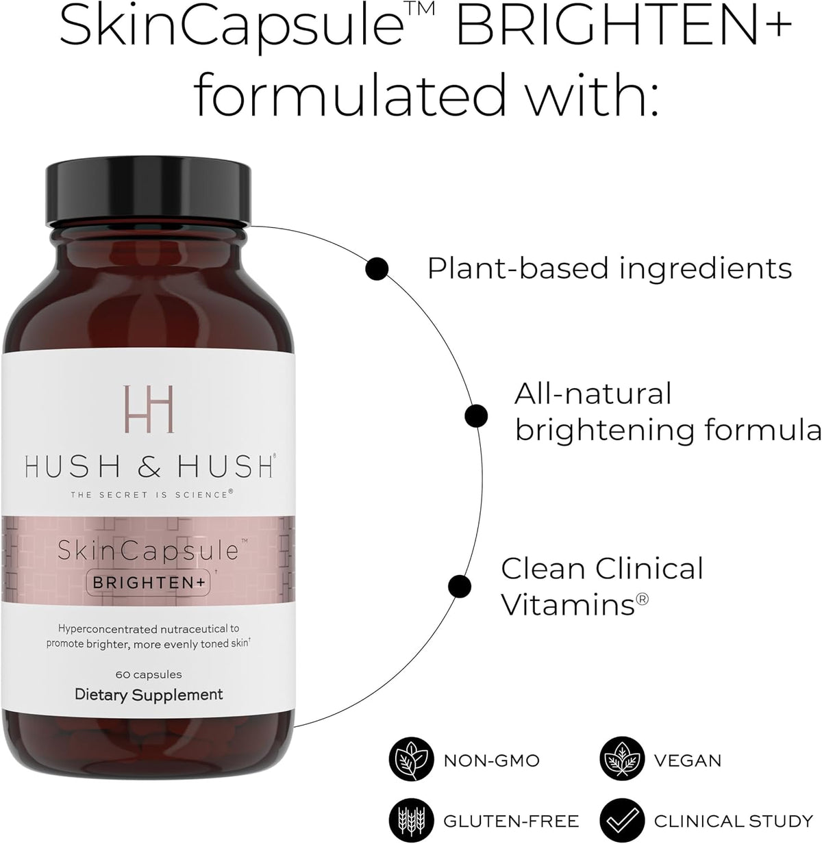 Hush & Hush Brighten+ Vitamin C Supplement for Even Skin Tone, 60 Capsules - görsel 3