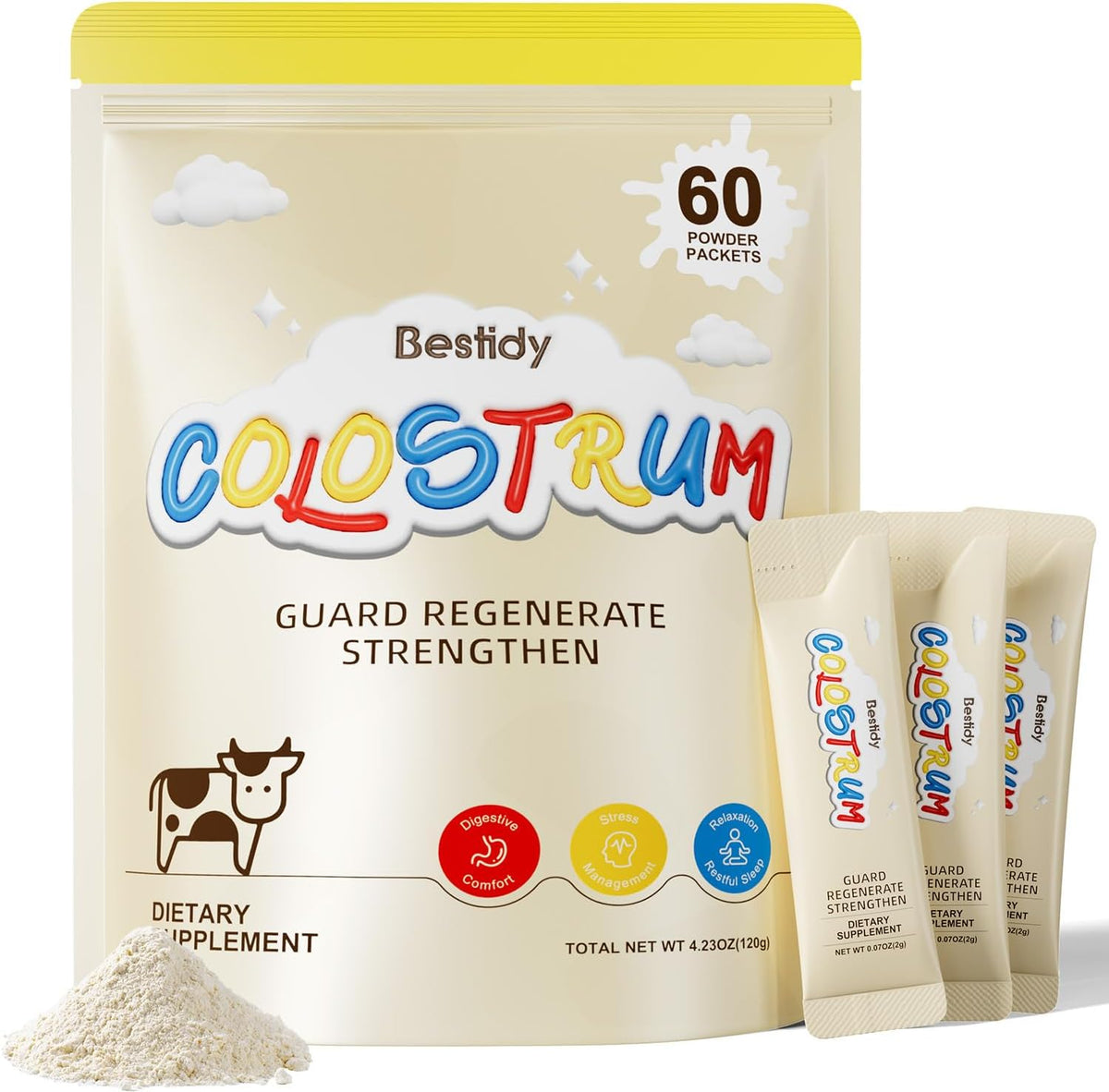 Bestidy Bovine Colostrum Powder – Natural Superfood for Gut Health, Hair Growth & Beauty (60 Servings, 120g) - görsel 1