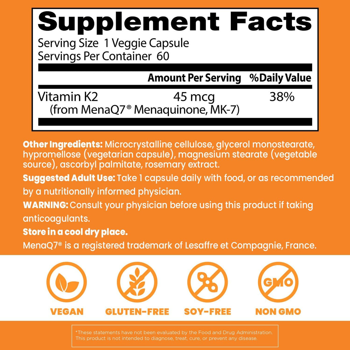 Doctor's Best Vitamin K2 MK7 Supplement with MenaQ7 – 45 mcg, 60 Vegan Capsules - görsel 3