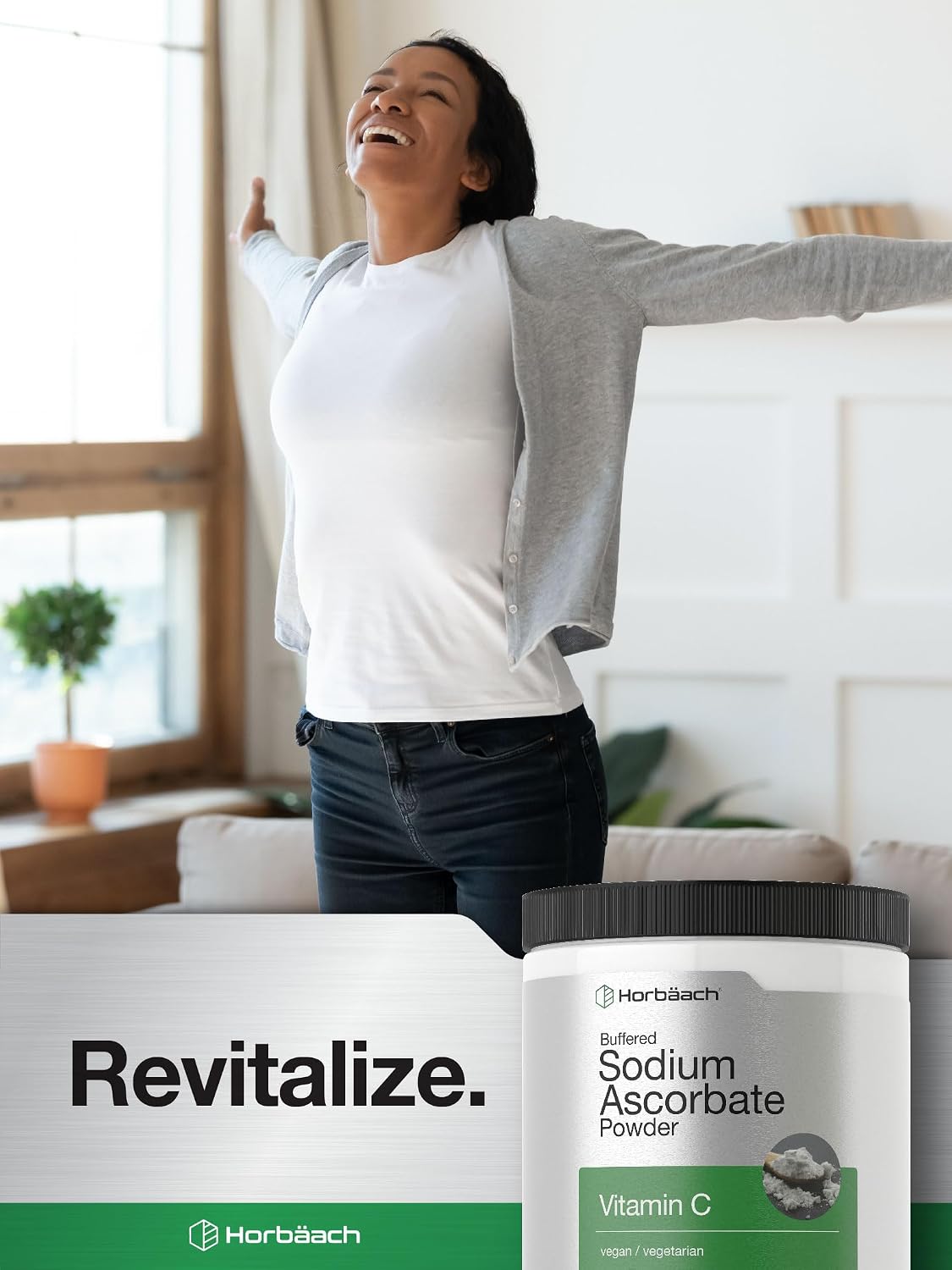Horbäach Buffered Sodium Ascorbate Vitamin C Powder | 454 g | Vegan, Non-GMO, and Gluten-free Food Supplement - görsel 7