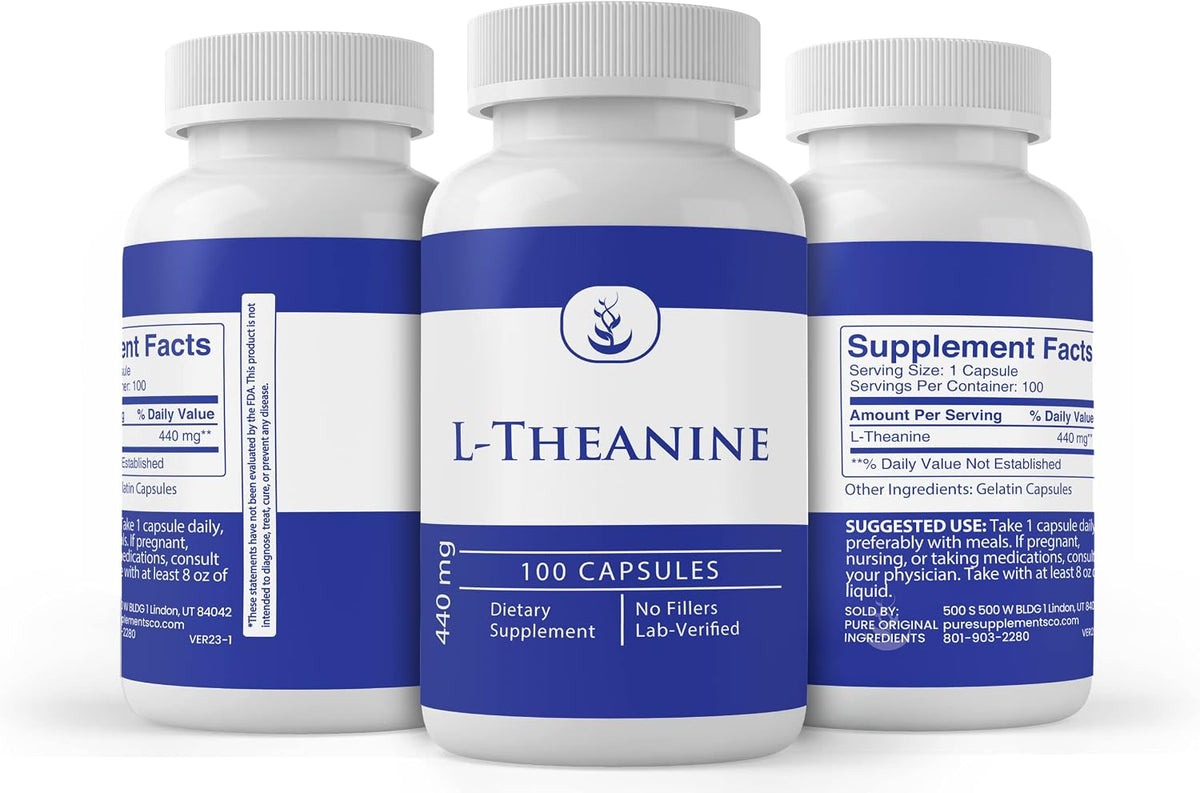 Pure Original Ingredients L-Theanine, 100 Capsules - No Additives or Fillers, Lab Verified - görsel 4