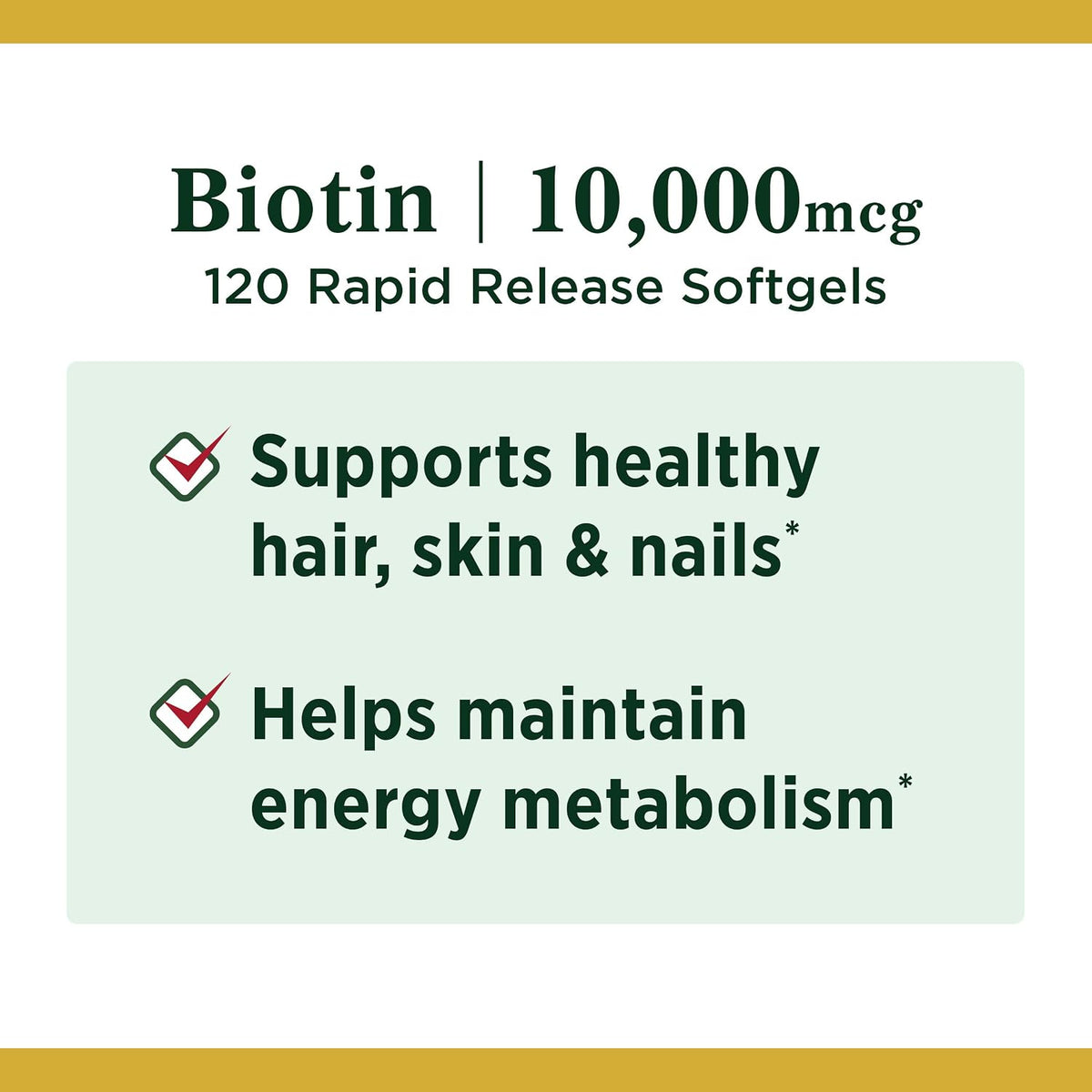 Nature's Bounty Biotin 10,000 mcg Rapid Release Softgels – 120 Softgels (10-Pack) - görsel 3
