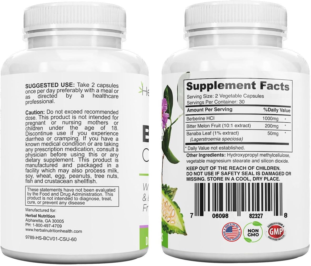 Berberine 1250mg Complex with Banaba and Bitter Melon – 120 Capsules - görsel 4