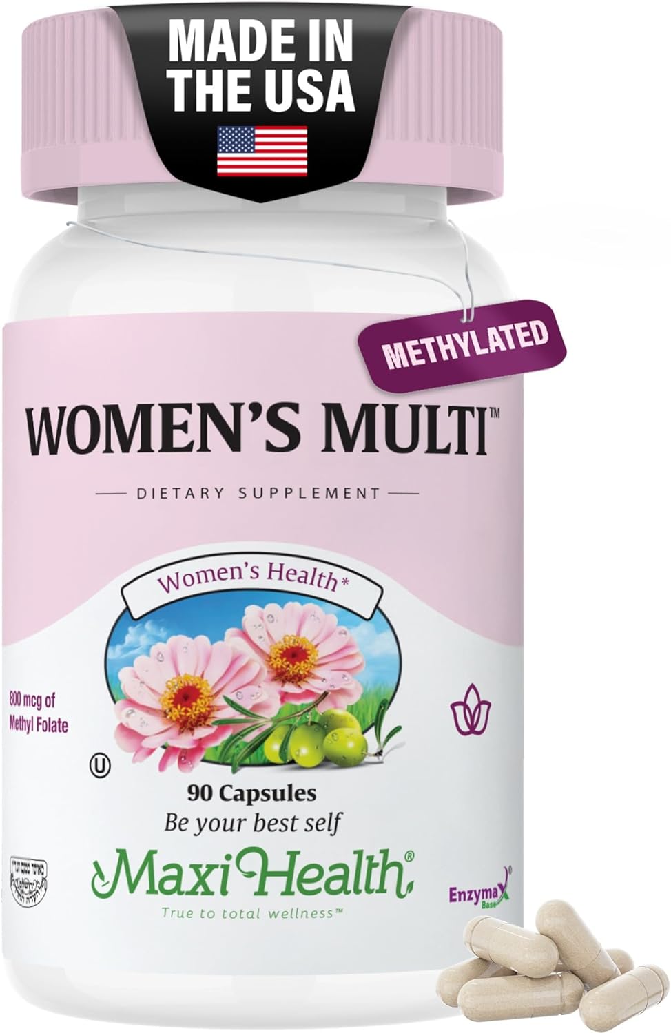 Women's Multivitamin – Methylated Multivitamin with 23 Key Vitamins, Probiotics and Enzymes for Energy, Skin, Nails & Gut Health – Kosher (90 Capsules) - görsel 1