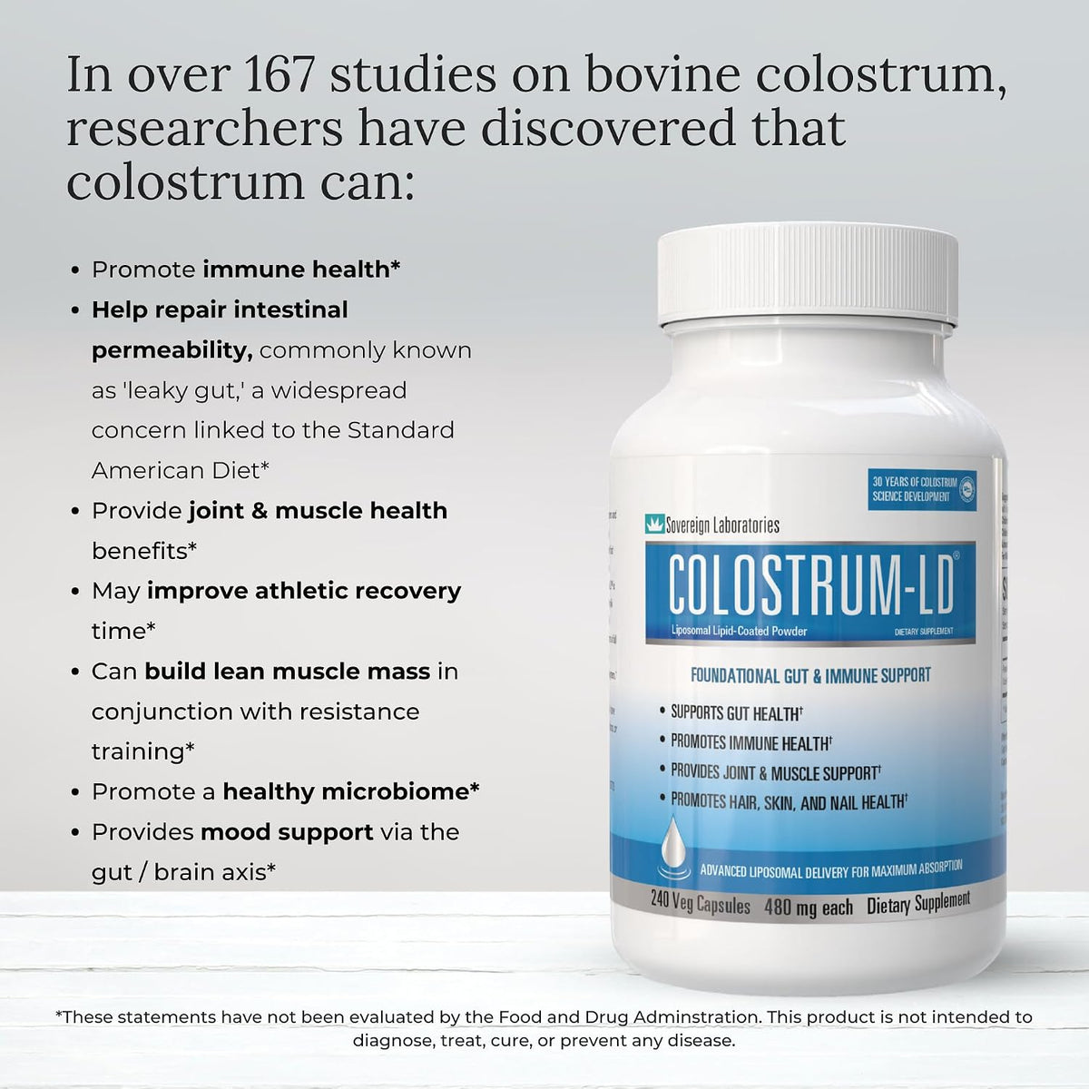 Colostrum-LD Capsules with Liposomal Delivery - High Absorption - 240 Capsules - görsel 5