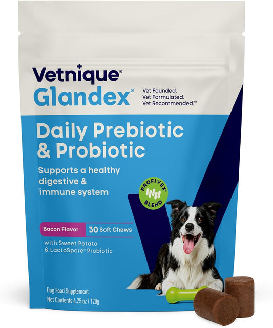 Vetnique Glandex Daily Probiotic Chews for Dogs – Gut & Immune Health (30 chews)