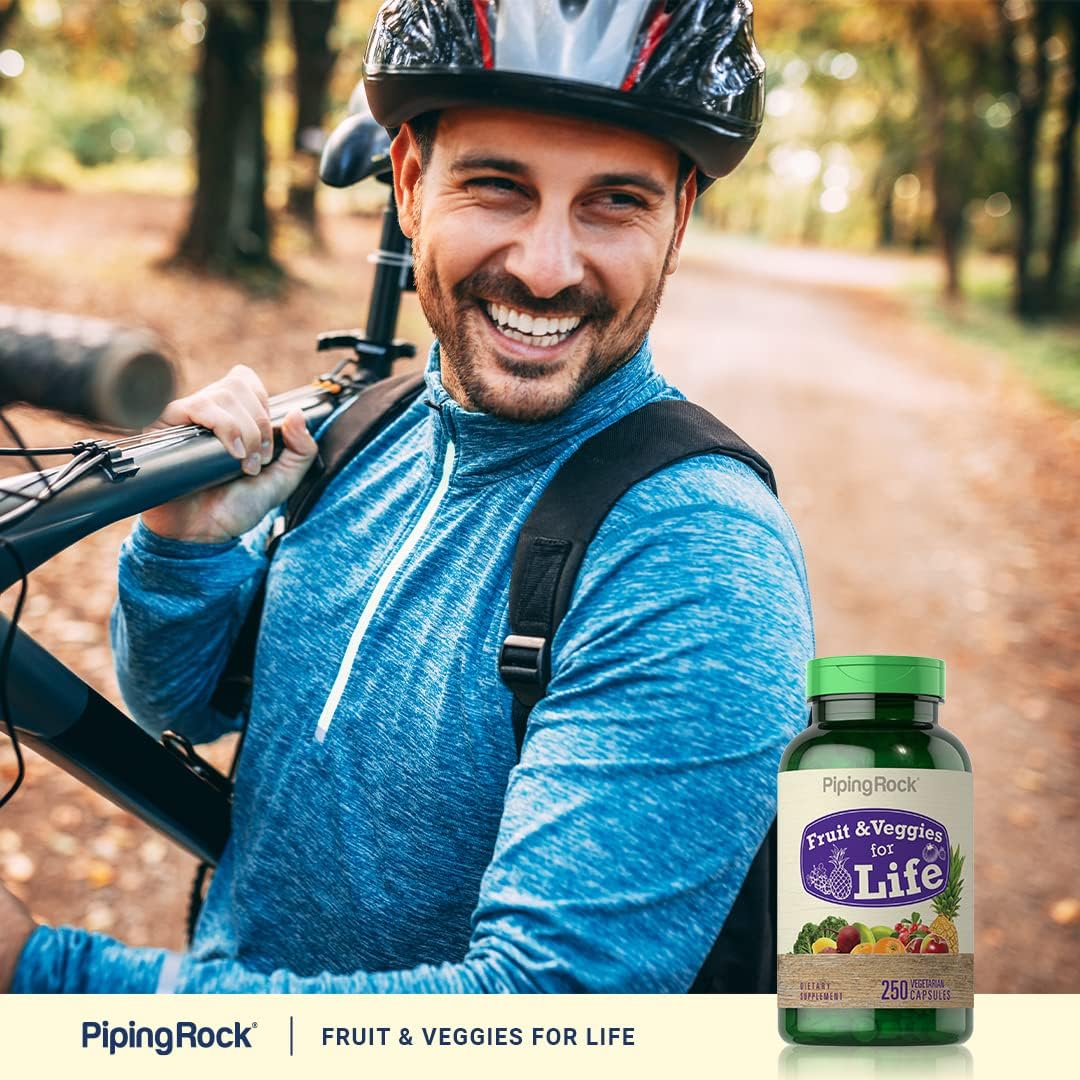 Piping Rock Fruit and Veg Supplement - 250 Capsules - Superfood Blend with Phytonutrients - Vegetarian, Non-GMO, Gluten-free - görsel 6